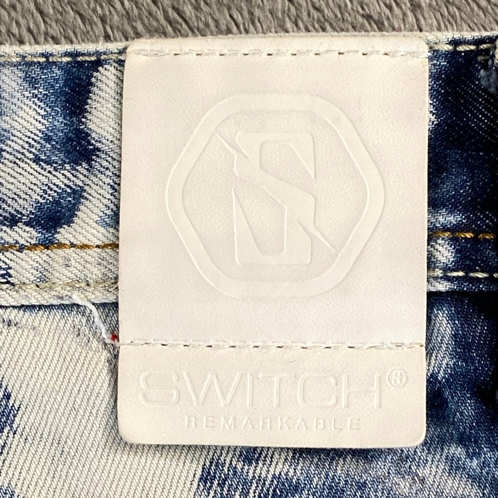 Switch Remarkable Jeans Mens 34x30 Blue Acid Wash Distressed Straight Streetwear - Picture 8 of 11